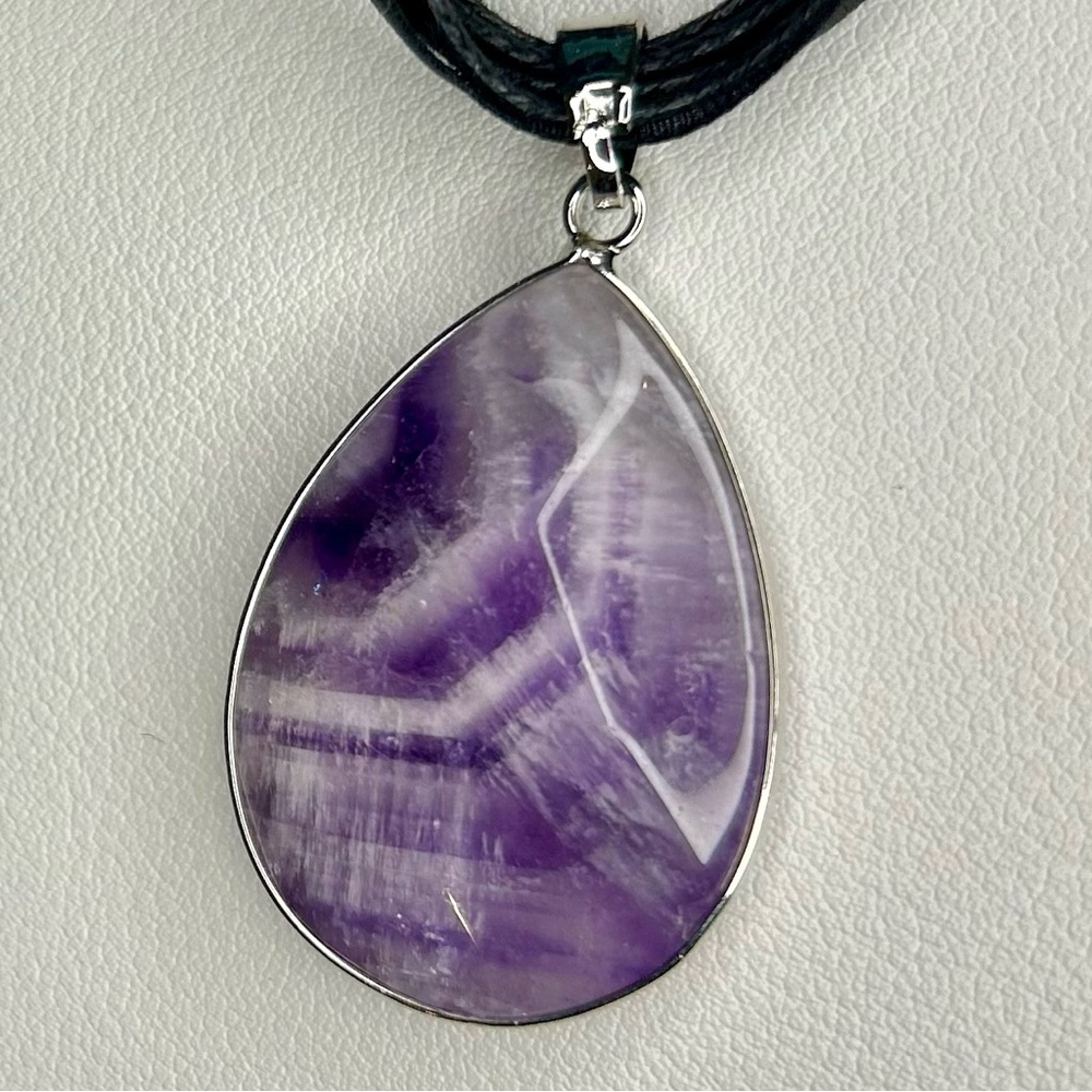 NWOT Amethyst Lace Agate Ribbon Necklace - Picture 5 of 7